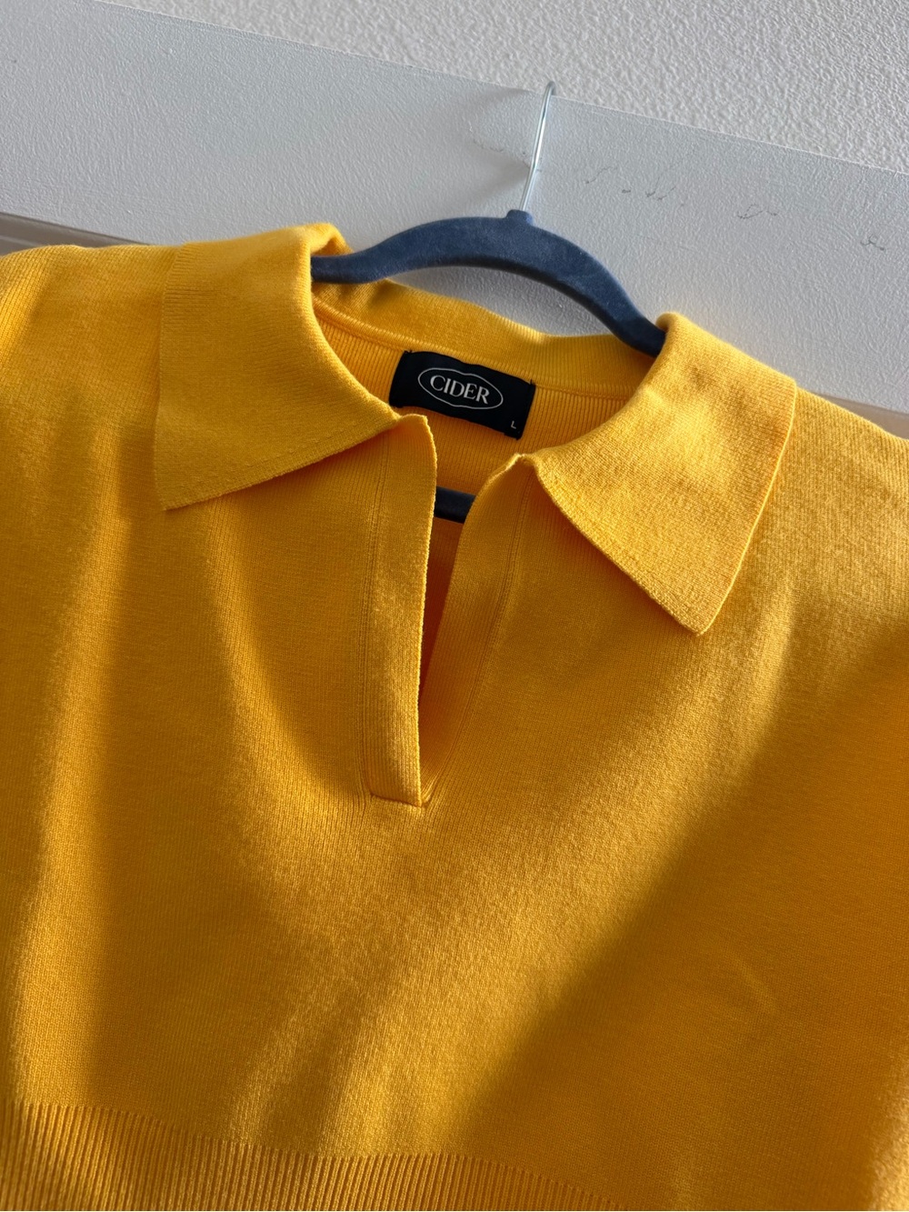Cider Bright Yellow Polo Knit Top